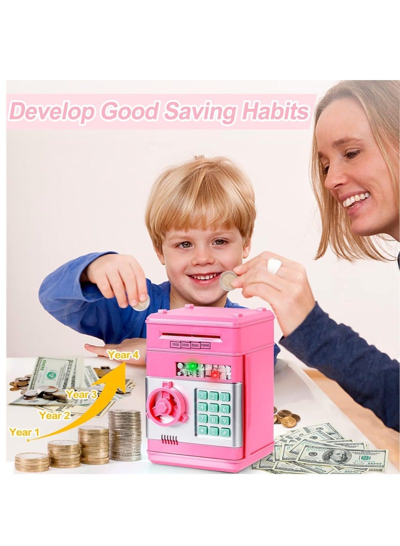 Piggy Bank for Girls 4-11 Years Old,Refasy Kids Safe Bank for Boys Christmas Birthday Gifts Toy for Kids Electronic ATM Money Bank Adults Money Saving Box Safe Coin Bank Toy Kids Toys Pink - Image 2