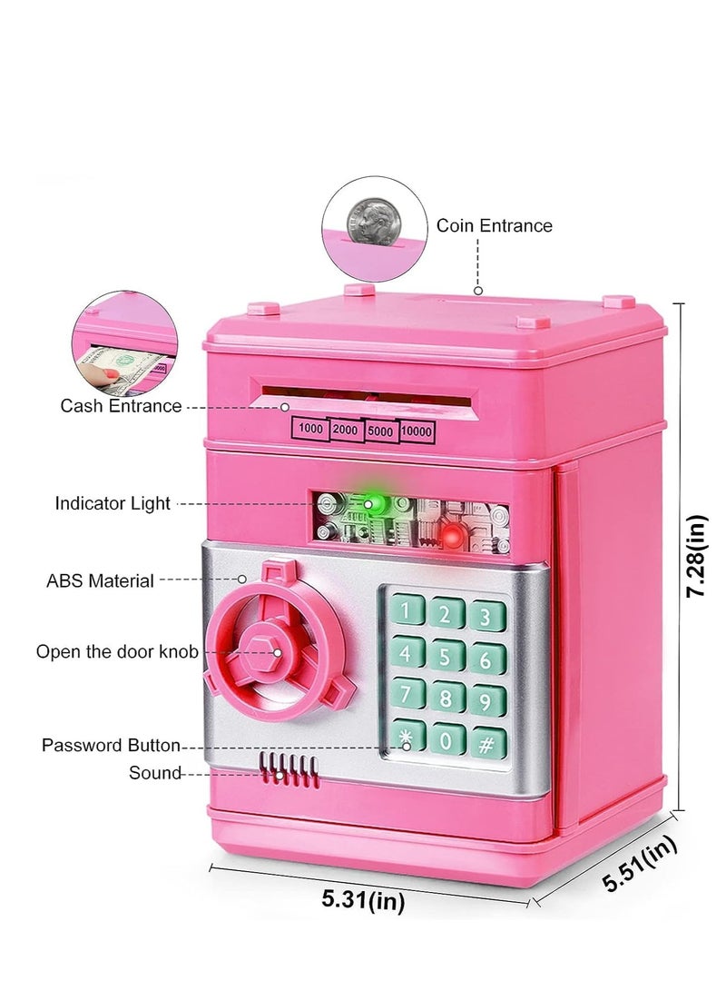 Piggy Bank for Girls 4-11 Years Old,Refasy Kids Safe Bank for Boys Christmas Birthday Gifts Toy for Kids Electronic ATM Money Bank Adults Money Saving Box Safe Coin Bank Toy Kids Toys Pink - Image 3