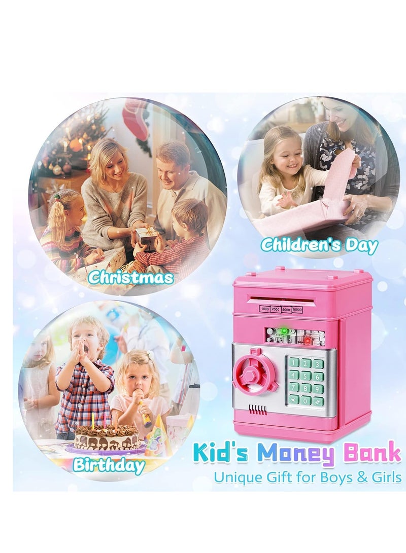 Piggy Bank for Girls 4-11 Years Old,Refasy Kids Safe Bank for Boys Christmas Birthday Gifts Toy for Kids Electronic ATM Money Bank Adults Money Saving Box Safe Coin Bank Toy Kids Toys Pink - Image 5