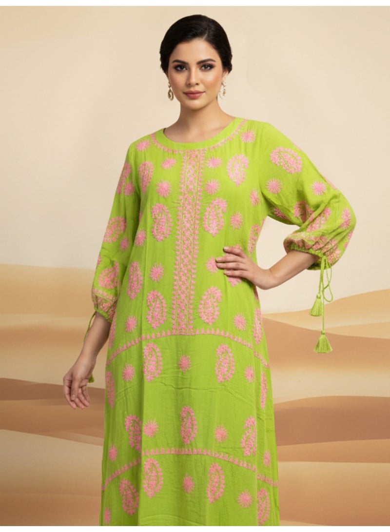 Alaya Hand Embroidered Chikankari Rayon Jalabiya-AL4048 - Image 3