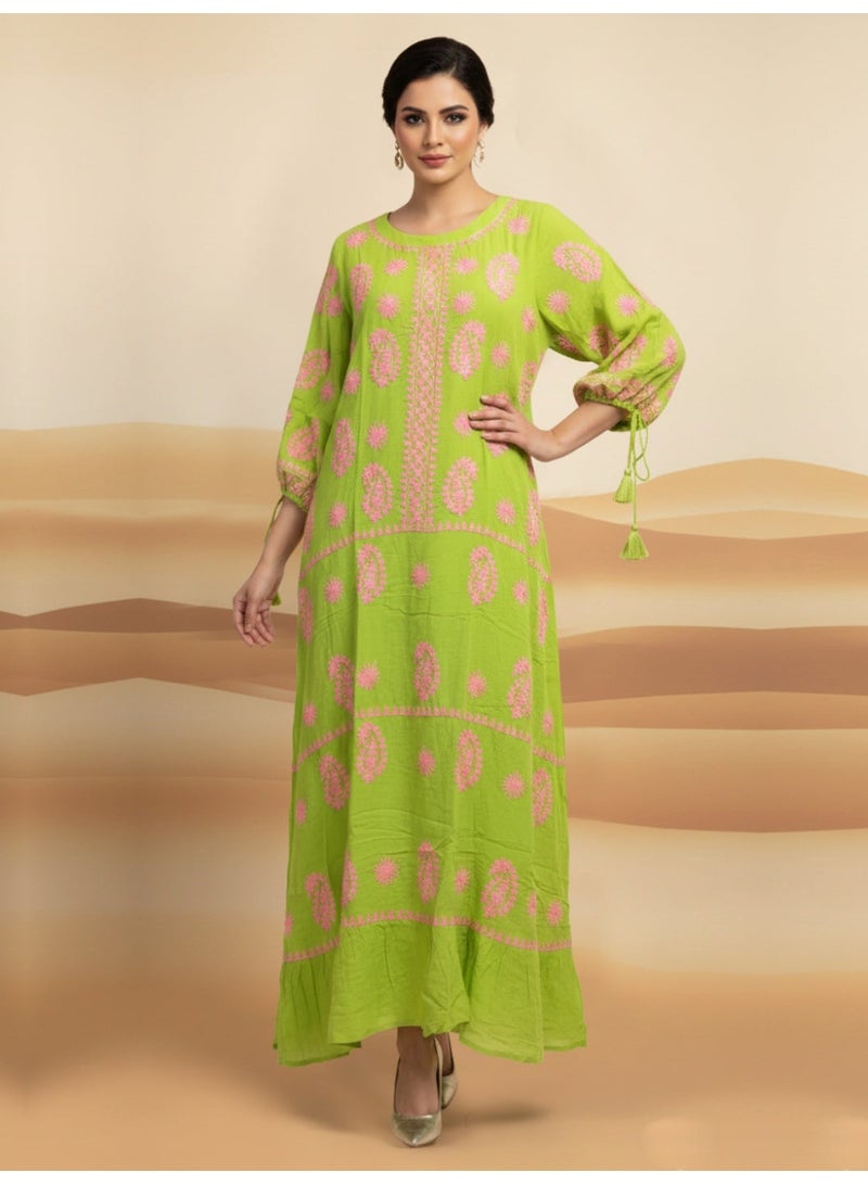 Alaya Hand Embroidered Chikankari Rayon Jalabiya-AL4048 - Image 1
