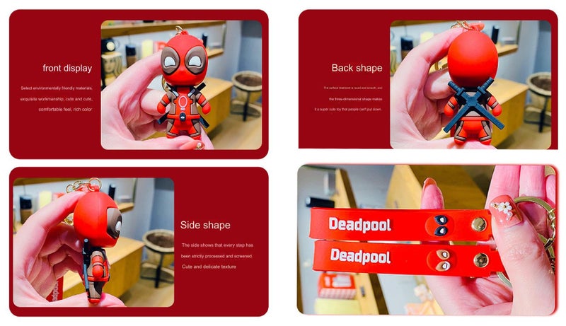Flenzy Silicon Deadpool Pendant Keychain With Strip, Pack of 1, Black - Image 5