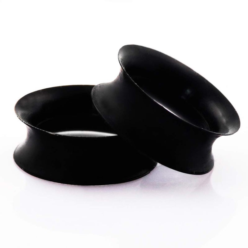 Stuppendux 1 Pair Black Soft Silicone Flexible Ear Skin Tunnels Plugs Expanders Gauges Hollow Body Piercing 1/2" 12mm - Image 5
