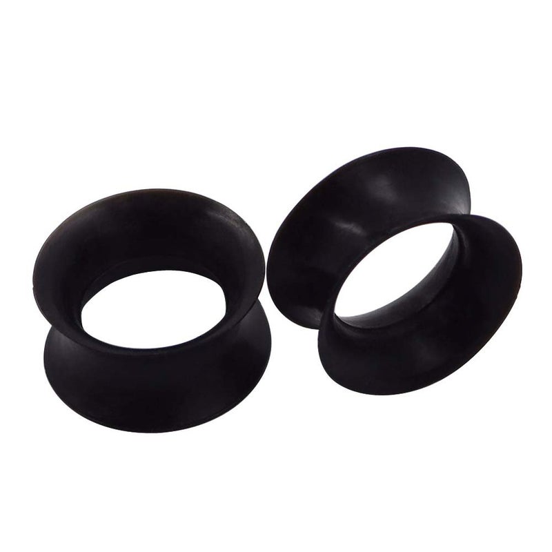 Stuppendux 1 Pair Black Soft Silicone Flexible Ear Skin Tunnels Plugs Expanders Gauges Hollow Body Piercing 1/2" 12mm - Image 1