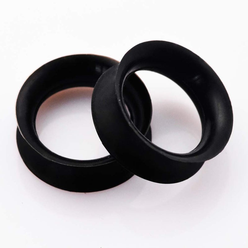 Stuppendux 1 Pair Black Soft Silicone Flexible Ear Skin Tunnels Plugs Expanders Gauges Hollow Body Piercing 1/2" 12mm - Image 3