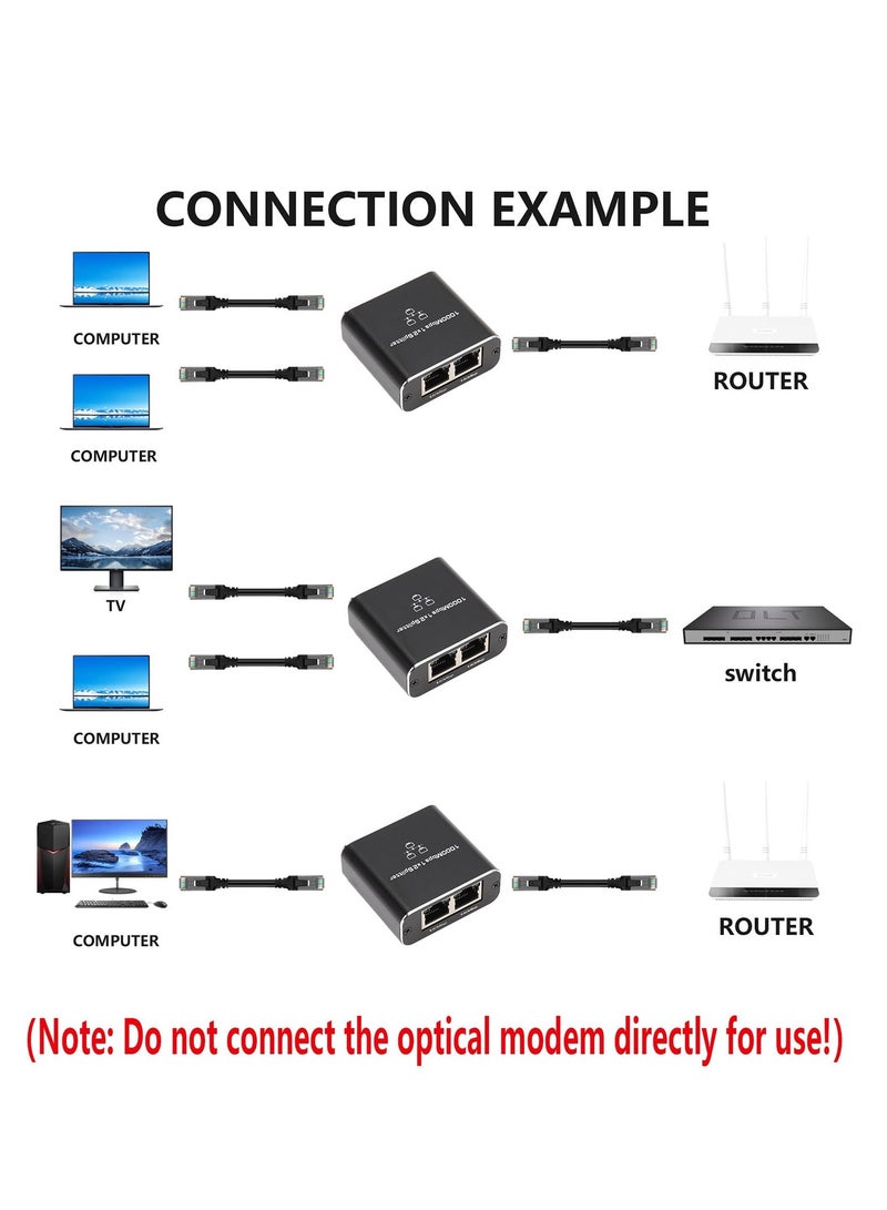 Ethernet Splitter High Speed, 1000Mbps Ethernet Splitter 1 to 2 (2 Devices Simultaneous Networking), Gigabit Internet Splitter with USB Power Cable, LAN Splitter for Cat 5/5e/6/7/8 Cable - Image 4