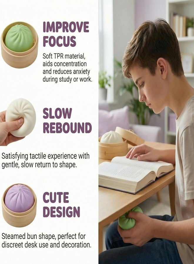 Plman 2PCS Squishy Dumpling Mystery Dumpling Squishy, Dumplings Toy for Stress Relief, Large Squeeze Dough Ball Stress Relief Toy for Adults（White & Purple） - Image 3