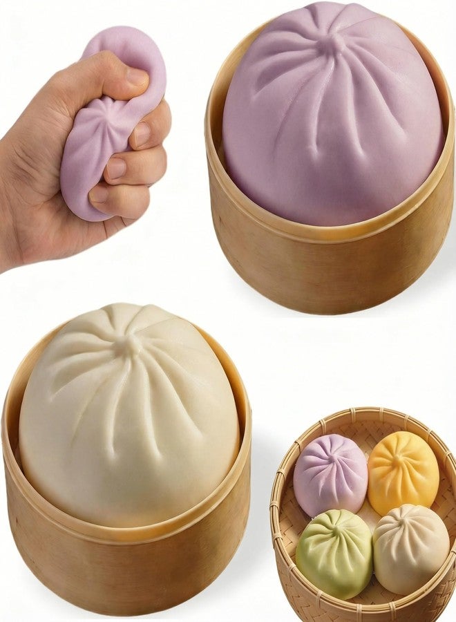 Plman 2PCS Squishy Dumpling Mystery Dumpling Squishy, Dumplings Toy for Stress Relief, Large Squeeze Dough Ball Stress Relief Toy for Adults（White & Purple） - Image 1