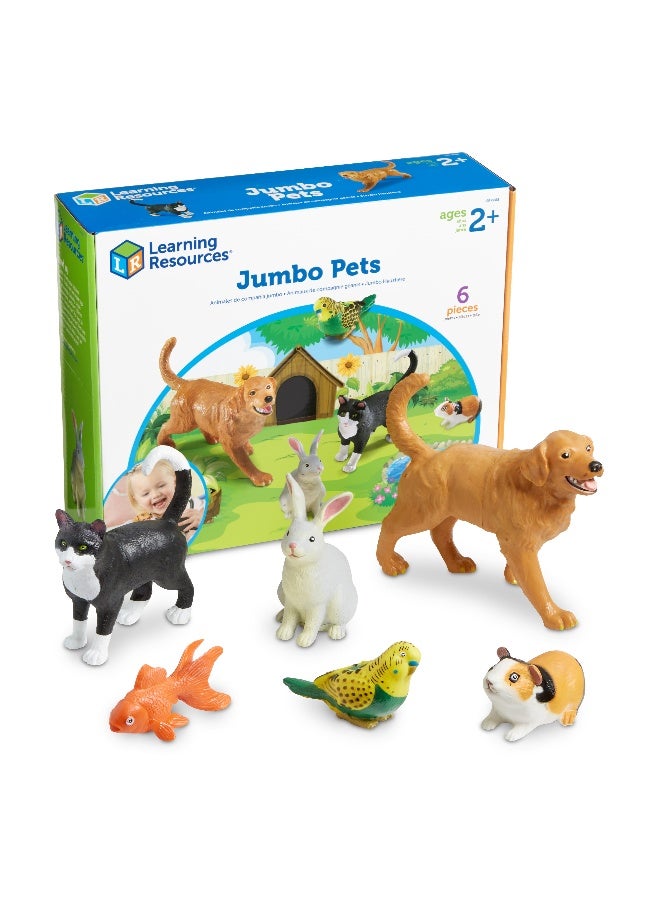 ليرننج ريسورسز مجموعة ألعاب الحيوانات الأليفة جامبو من Learning Resources، مكونة من 6 قطع من شخصيات الحيوانات الأليفة الواقعية للأطفال للعب الخيالي والتعلم المبكر - Image 1