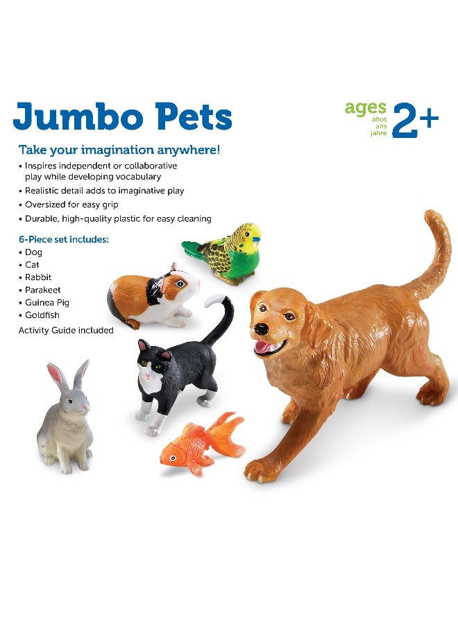 ليرننج ريسورسز مجموعة ألعاب الحيوانات الأليفة جامبو من Learning Resources، مكونة من 6 قطع من شخصيات الحيوانات الأليفة الواقعية للأطفال للعب الخيالي والتعلم المبكر - Image 5