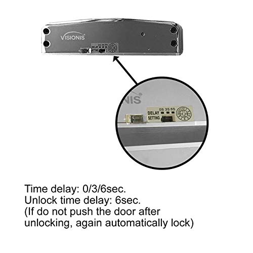 Visionis VIS-DP105GD-FSA-LED Electric Drop Bolt Lock 1700lbs for Full Glass Door and Glass Frame with LED and Time Delay Fail Safe Normally Closed - Image 5