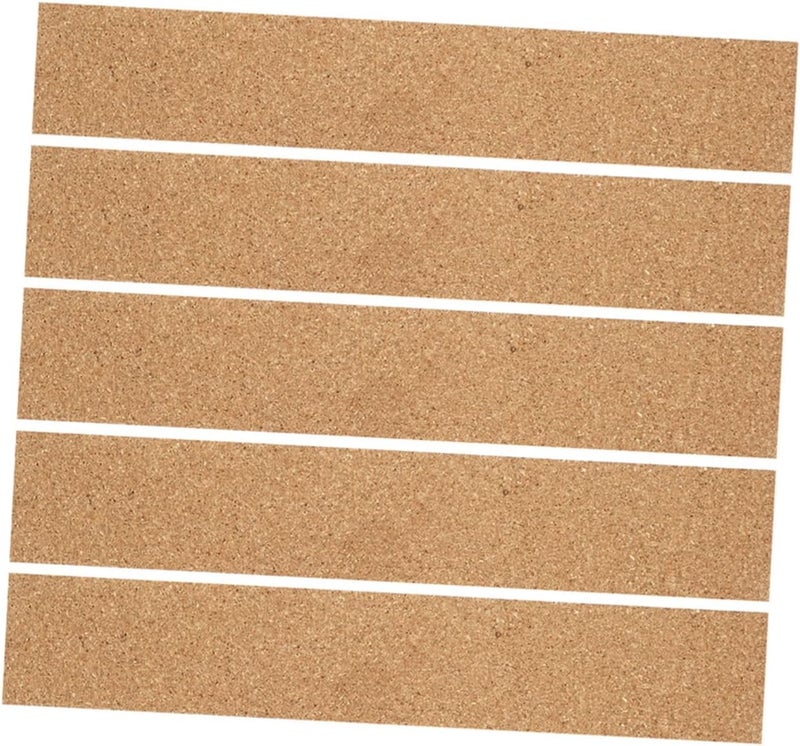 Light Brown Natural Cork Strip Wall Sticker Adhesive Board Strips 5pcs for Office Home - Image 1