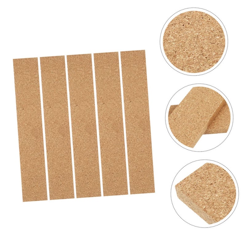 Light Brown Natural Cork Strip Wall Sticker Adhesive Board Strips 5pcs for Office Home - Image 4