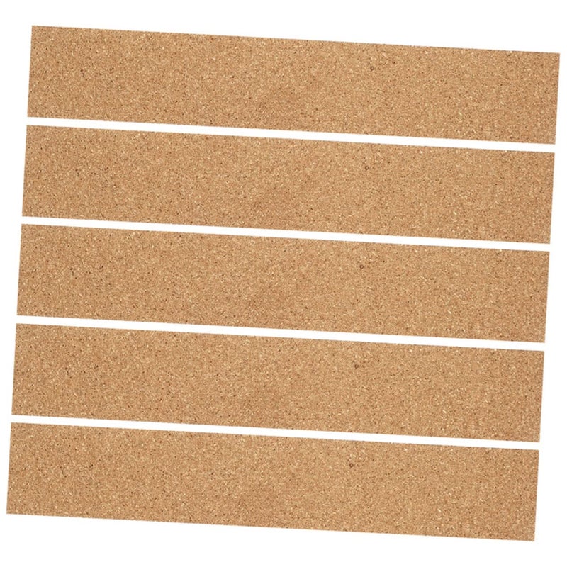 Light Brown Natural Cork Strip Wall Sticker Adhesive Board Strips 5pcs for Office Home - Image 2