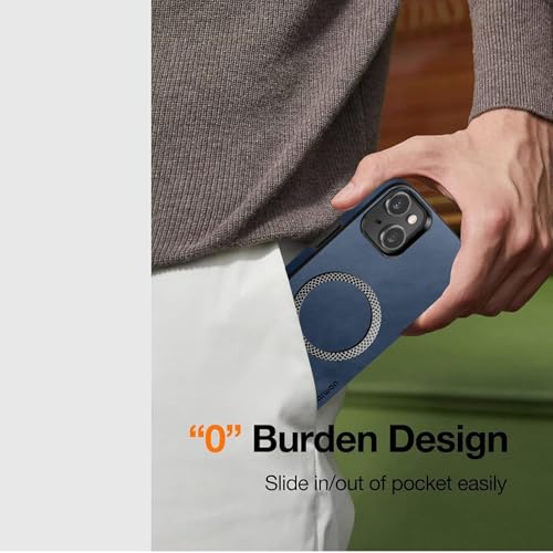 KARWAN Shockproof Hybrid Leather Finish Back Case Cover Compatible with iPhone 15 with Wireless MagEaze Charging Cover, Anti-Scratch Shield Case with Strong Minimalist Design (Blue) - Image 4