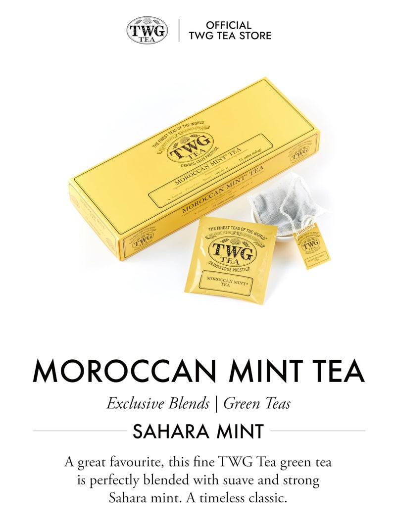 TWG Tea | Moroccan Mint Tea | Green Tea | Spearmint Leaves | 15 Hand Sewn Cotton Tea Bags | Gift Set - Image 3