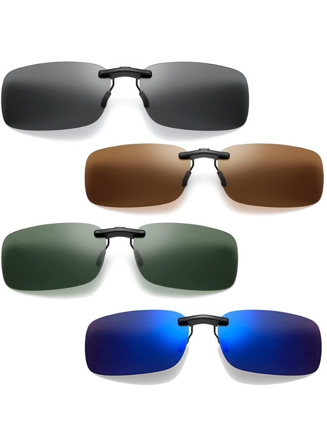 Pack of 4 Sunglasses Clip, Sunglasses Attachment for Glasses Wearers, 4 Colours, Suitable for Men and Women - Image 1
