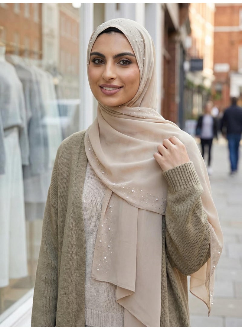 V.nice Pearl Embellished Long Hijab – Elegant & Flowy with Delicate Pearl Detailing - Image 4