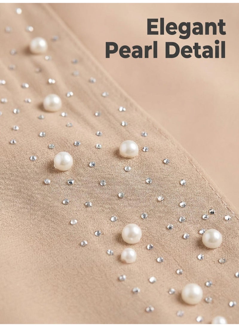 V.nice Pearl Embellished Long Hijab – Elegant & Flowy with Delicate Pearl Detailing - Image 2