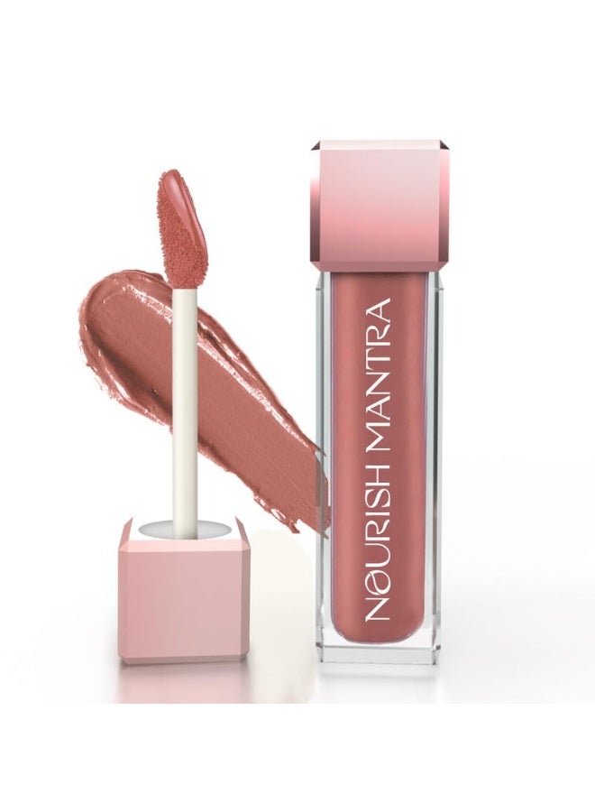 Nourish Mantra’s Tedha Medha Hazelnut Lipstick (3.5ml)/ Creamy Matte Liquid Lipstick with SPF/Water Proof/Smudge Proof/Transfer Proof/Long Lasting/Suits All Skin Tones - Image 1