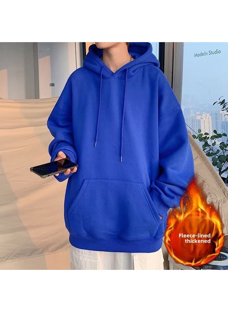 Generic - 2023 Mens Fleece Hoodie Japanese Trendy Loose Fit fog blue - Image 1