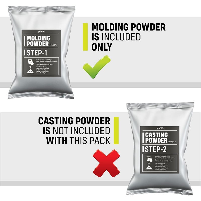 kraftify بودرة كرافتيفي لتشكيل القوالب لصب اليد والقدم - 450 جرام - مجموعة تدريب 25 جرام لمادة انطباع اليد - طين تشكيل - Image 4