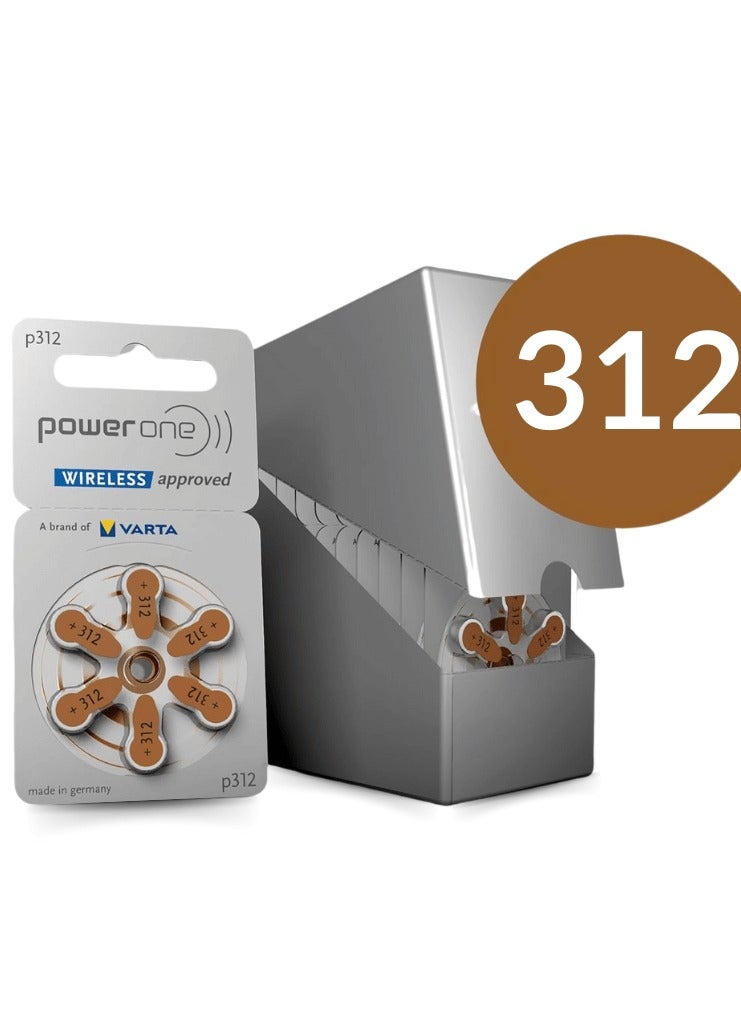 Power One P312 Hearing Aid Battery No Mercury 6 Batteries  - Image 1