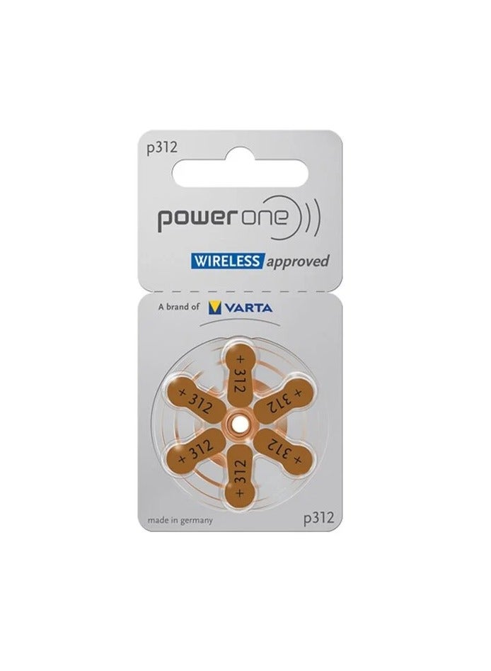 Power One P312 Hearing Aid Battery No Mercury 6 Batteries  - Image 2