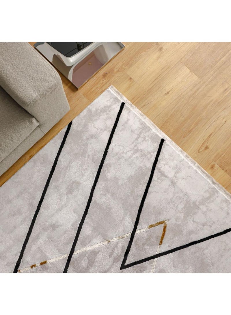 DANUBE HOME Galleria Modern Geometric Patterned Rug  Polypropylene+Polyester Area Rug L230xW160cm-Grey/Black  - Image 1