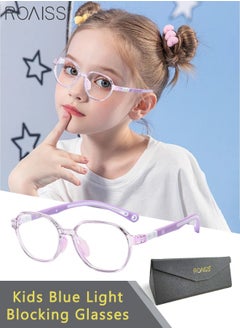 roaiss Kids Blue Light Blocking Glasses, Anti Eyestrain Computer Glasses, Gaming Eyewear UV400 Protection with Light Weight TR90 Frame for Boys Girls and Children Age 3-12, Purple  - Image 1