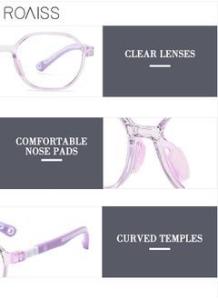 roaiss Kids Blue Light Blocking Glasses, Anti Eyestrain Computer Glasses, Gaming Eyewear UV400 Protection with Light Weight TR90 Frame for Boys Girls and Children Age 3-12, Purple  - Image 4