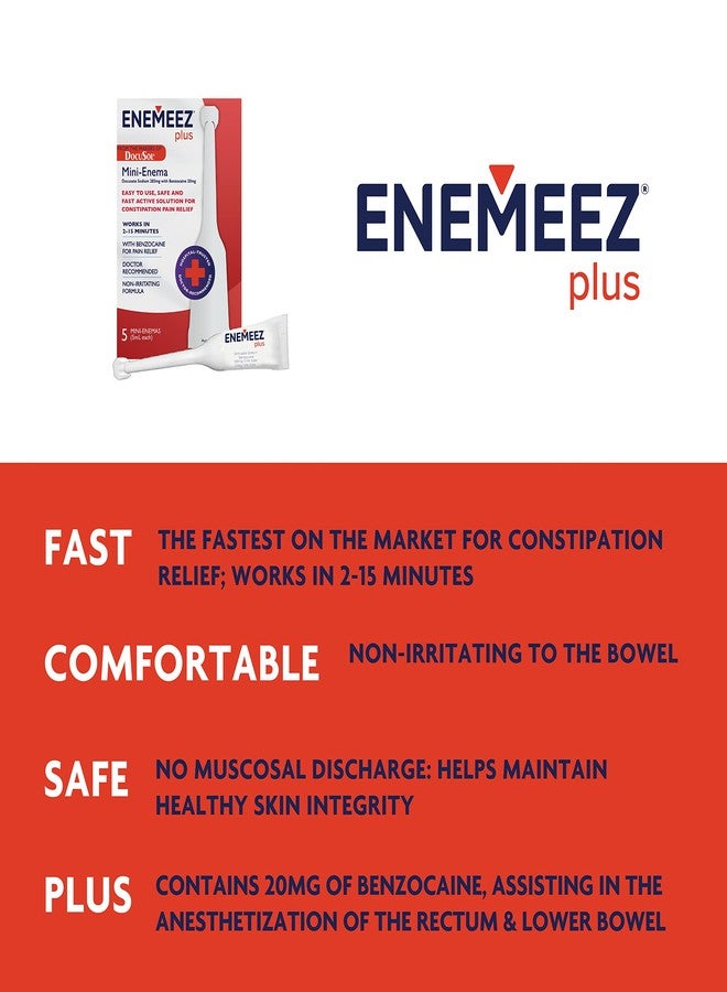 Enemeez حقنة شرجية إنيميز دوكوسول بلس دوكوسات الصوديوم - شفافة 5 مل، 5 عبوات، سريعة المفعول لعلاج الإمساك - Image 3