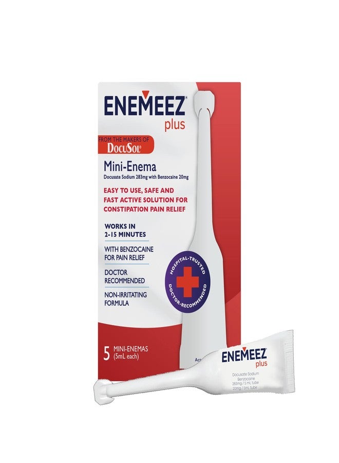 Enemeez حقنة شرجية إنيميز دوكوسول بلس دوكوسات الصوديوم - شفافة 5 مل، 5 عبوات، سريعة المفعول لعلاج الإمساك - Image 1