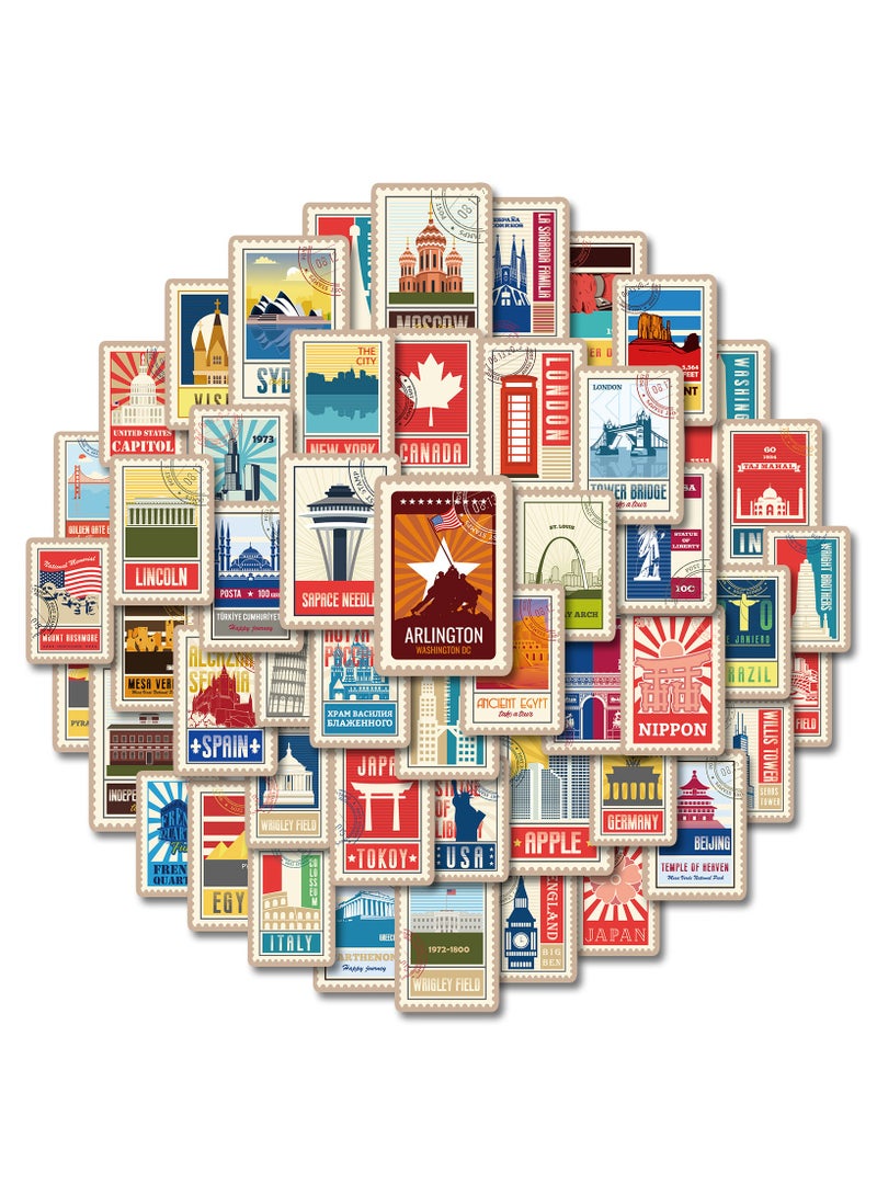 ORAINBOW Travel Around The World Stickers 50 Pack Vinyl Laptop Stickers Waterproof Map for Water Bottles Graffiti Teens Girls Kids Adults - Image 1