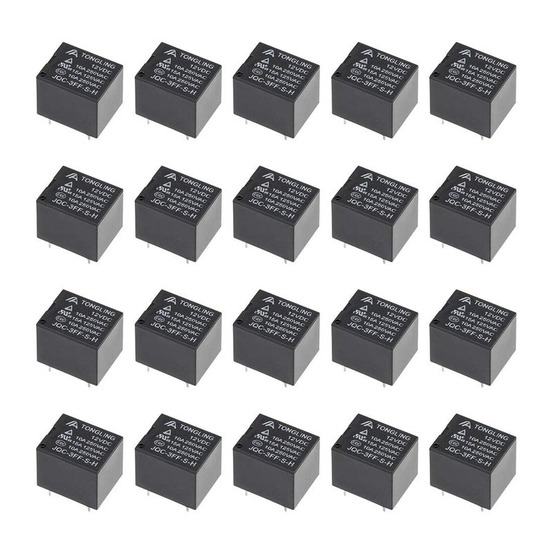 uxcell 20 Pcs JQC3FFSH DC 12V Coil SPST 4 Pin PCB Electromagnetic Power Relay