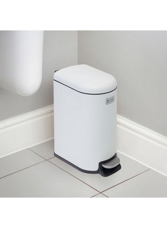 بلاك اند ديكر سلة نفايات قدمية بتصميم نحيف على شكل D، أبيض أنيق، سعة 10 لتر - Image 5