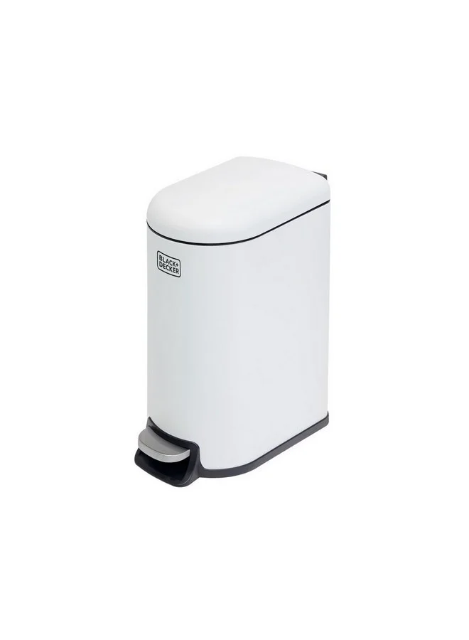 BLACK+DECKER D-Shaped Slim Line Pedal Trash Bin White 10 L 61584