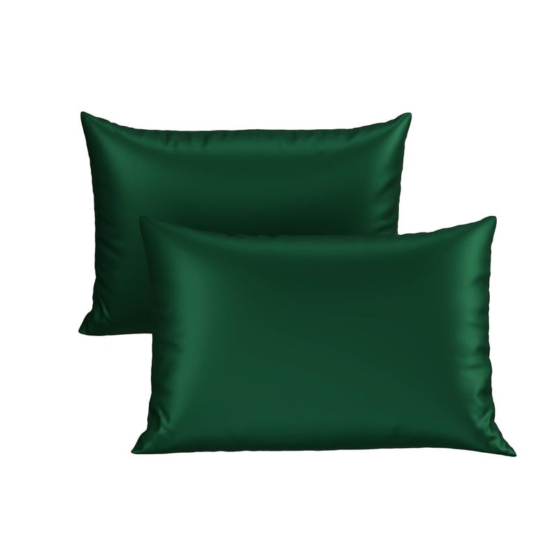 Stoa Paris Satin Pillow Covers Set Aesthetic Home Dcor Pillowcovers Warm Pillow Cases for Winter Wedding Gift for Couples 2 Soft Sateen Pillowcases for Hair 18x27 Emerald Green - Image 3