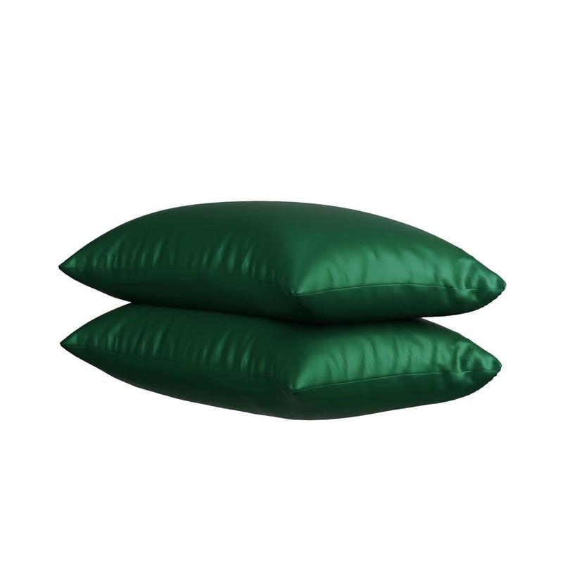 Stoa Paris Satin Pillow Covers Set Aesthetic Home Dcor Pillowcovers Warm Pillow Cases for Winter Wedding Gift for Couples 2 Soft Sateen Pillowcases for Hair 18x27 Emerald Green - Image 2