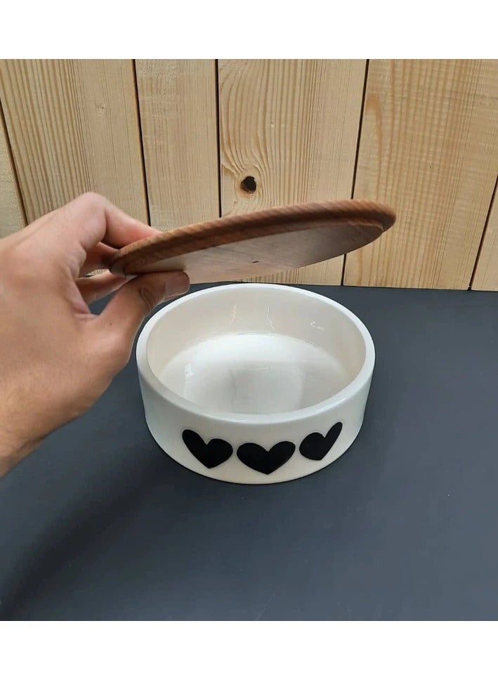 Versatile Ceramic Butter Keeper with Wooden Lid, High Quality Butter Keeper with Rim - Image 2
