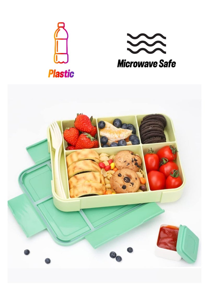 SYOSI Bento Box, Leak-Proof Lunch Box 45OZ, Lunch Containers for Adult Food Storage Container with Leak-proof Silicone Ring Suitable for Microwave Dishwasher (Green) - Image 1