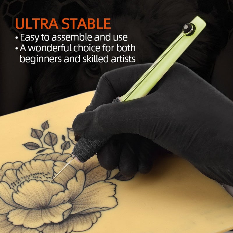 Hand Poke Pen: 3D Printed Sturdy 3 Card Slots - 10pcs 304L Stainless Steel Disposable Needles Tattoo Kit for Beginners Learners Tattoo Artists - Image 3