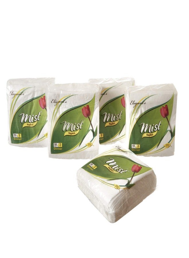 MDN Mist 2 Ply Ultra Soft Hygienic, Absorbent, Strength and Natural Value White Dinner/Cocktail Tissue Paper - Pack of 5 - Image 1