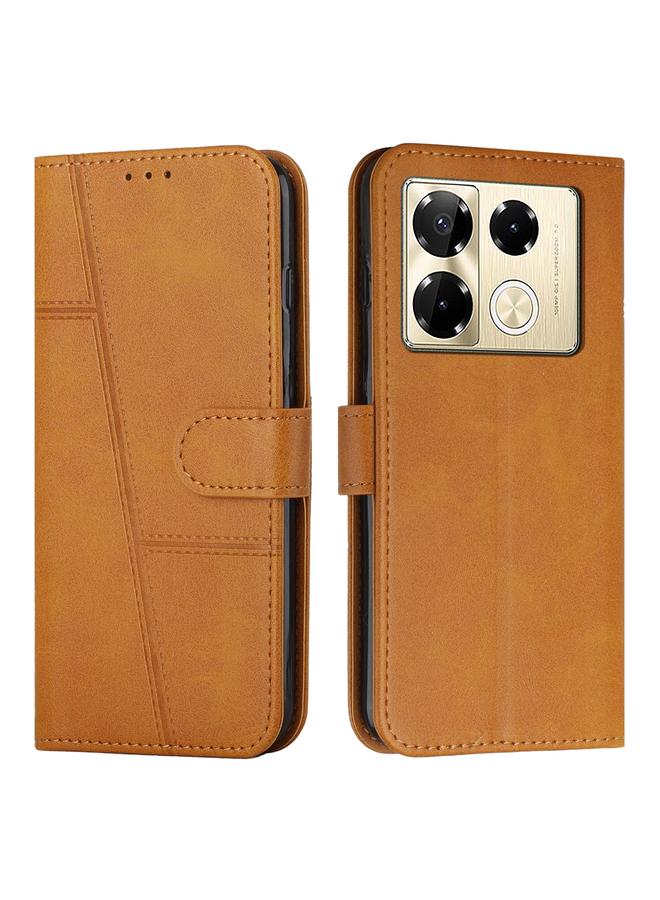 Zaboon Case For Infinix Note 40 Pro 4G / 5G Stitching Calf Texture Buckle Leather Phone Case - Image 1