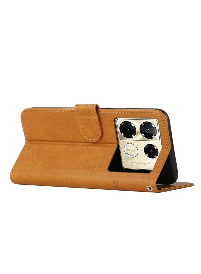 Zaboon Case For Infinix Note 40 Pro 4G / 5G Stitching Calf Texture Buckle Leather Phone Case - Image 3