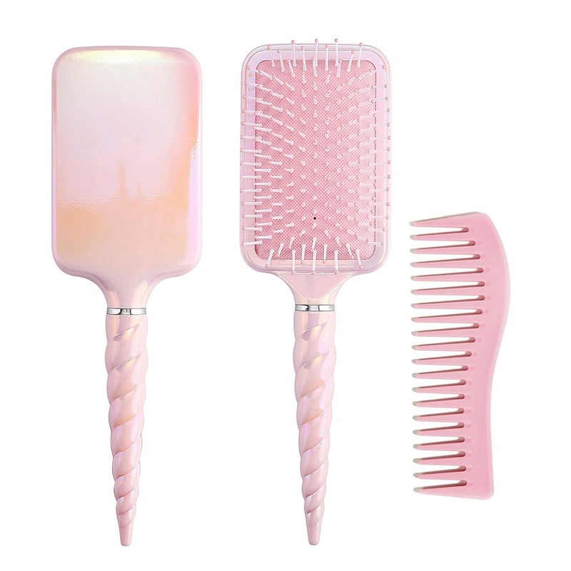 Aethland Detangling Brush for Curly Hair Kids Hair Brush Kids Detangler Brush No Pain Soft Hair Brush for Curly Hair Glide Through Tangles With Ease pink brush and comb