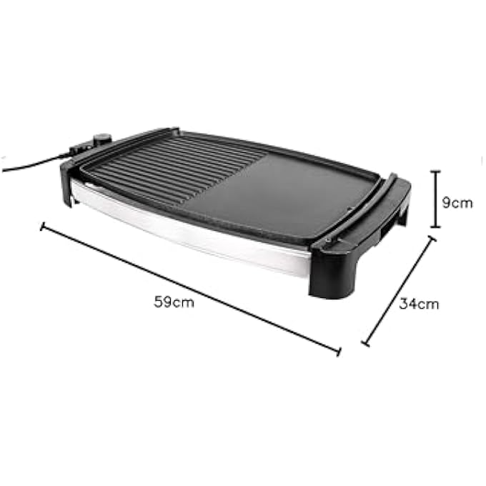 نامسون مقلاة شواء كهربائية مع إمكانية التحكم في درجة الحرارة وطبقة غير لاصقة وسهلة التنظيف بقوة 2000 واط ومناسبة لجميع أنواع اللحوم والخضروات - Image 4