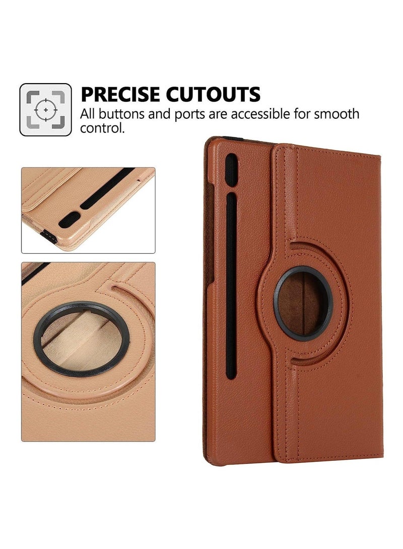 Raxoom Smart Cover for Samsung Galaxy Tab S7 Plus 2020, Techcircle Slim Folio Rotating Stand Case with Auto Wake/Sleep Magnetic Flip PU Leather Case - Image 4