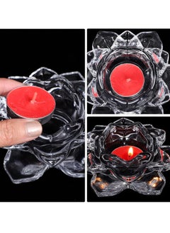 Excefore Lotus Candle Holders, Crystal Tealight Candle Holders, Decorative Candlestick Stands, Glass Candlestick Decor  for Home Dinner, Wedding Party 4Pcs  - Image 4