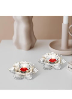 Excefore Lotus Candle Holders, Crystal Tealight Candle Holders, Decorative Candlestick Stands, Glass Candlestick Decor  for Home Dinner, Wedding Party 4Pcs  - Image 2